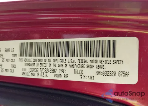 2012 Ram 1500 Slt from USA, damaged, VIN 1C6RD6LT2CS246987